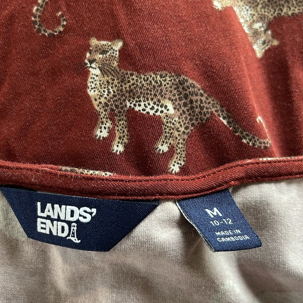 Lands End - stretchy safari cheetah cat animal print long sleeve dress - M 10-12 - Picture 3 of 5